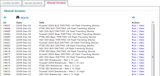 New Shared Stock Screens