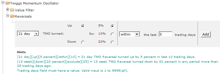 Twiggs Momentum Oscillator Stock Screen Reversal Filter