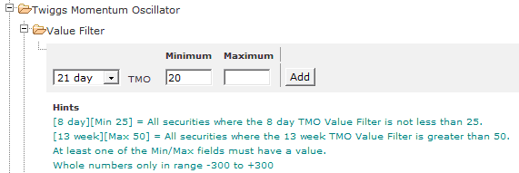 Twiggs Momentum Oscillator Stock Screen Value Filter